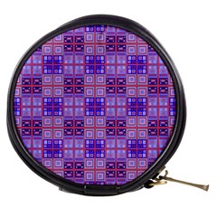 Mod Purple Pink Orange Squares Pattern Mini Makeup Bag