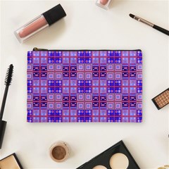 Mod Purple Pink Orange Squares Pattern Cosmetic Bag (medium) by BrightVibesDesign