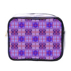 Mod Purple Pink Orange Squares Pattern Mini Toiletries Bag (one Side) by BrightVibesDesign