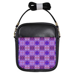 Mod Purple Pink Orange Squares Pattern Girls Sling Bag