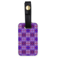 Mod Purple Pink Orange Squares Pattern Luggage Tags (one Side)  by BrightVibesDesign