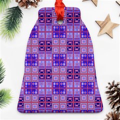 Mod Purple Pink Orange Squares Pattern Ornament (bell)