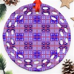 Mod Purple Pink Orange Squares Pattern Round Filigree Ornament (Two Sides) Back