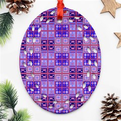 Mod Purple Pink Orange Squares Pattern Ornament (oval Filigree)