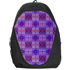 Mod Purple Pink Orange Squares Pattern Backpack Bag by BrightVibesDesign