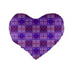 Mod Purple Pink Orange Squares Pattern Standard 16  Premium Heart Shape Cushions Back