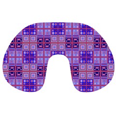 Mod Purple Pink Orange Squares Pattern Travel Neck Pillows