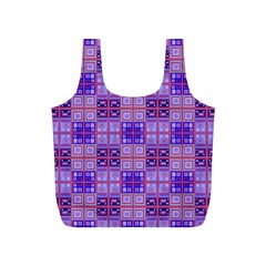 Mod Purple Pink Orange Squares Pattern Full Print Recycle Bag (s) by BrightVibesDesign