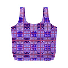 Mod Purple Pink Orange Squares Pattern Full Print Recycle Bag (m) by BrightVibesDesign