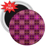 Mod Pink Purple Yellow Square Pattern 3  Magnets (10 pack)  Front