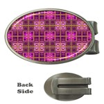 Mod Pink Purple Yellow Square Pattern Money Clips (Oval)  Front