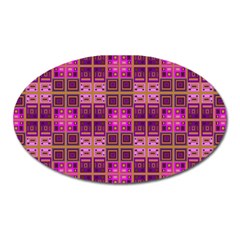 Mod Pink Purple Yellow Square Pattern Oval Magnet