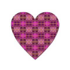 Mod Pink Purple Yellow Square Pattern Heart Magnet