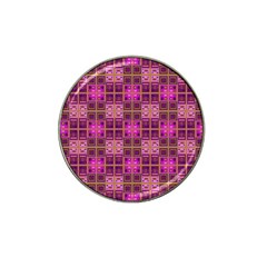 Mod Pink Purple Yellow Square Pattern Hat Clip Ball Marker (4 Pack)