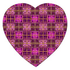 Mod Pink Purple Yellow Square Pattern Jigsaw Puzzle (heart) by BrightVibesDesign