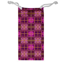 Mod Pink Purple Yellow Square Pattern Jewelry Bag