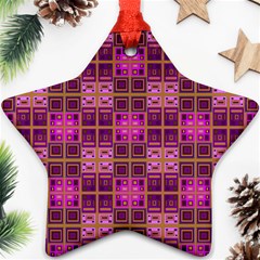 Mod Pink Purple Yellow Square Pattern Star Ornament (two Sides)