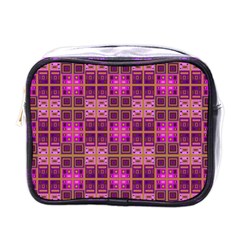 Mod Pink Purple Yellow Square Pattern Mini Toiletries Bag (one Side) by BrightVibesDesign