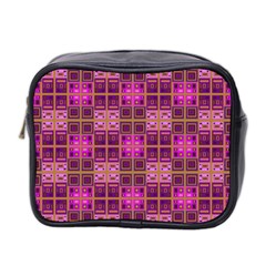 Mod Pink Purple Yellow Square Pattern Mini Toiletries Bag (two Sides) by BrightVibesDesign