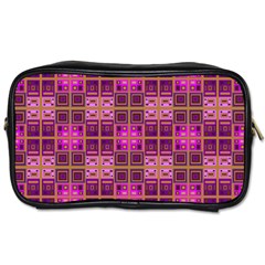 Mod Pink Purple Yellow Square Pattern Toiletries Bag (one Side) by BrightVibesDesign