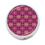 Mod Pink Purple Yellow Square Pattern 4-Port USB Hub (Two Sides) Front