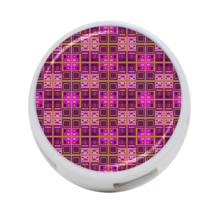 Mod Pink Purple Yellow Square Pattern 4-Port USB Hub (Two Sides)