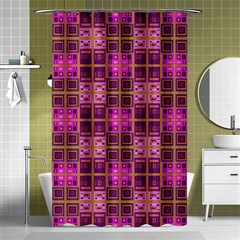 Mod Pink Purple Yellow Square Pattern Shower Curtain 48  X 72  (small)  by BrightVibesDesign