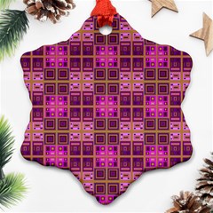 Mod Pink Purple Yellow Square Pattern Ornament (snowflake)