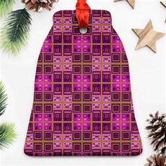 Mod Pink Purple Yellow Square Pattern Ornament (bell)