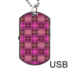 Mod Pink Purple Yellow Square Pattern Dog Tag Usb Flash (one Side) by BrightVibesDesign