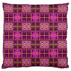 Mod Pink Purple Yellow Square Pattern Large Cushion Case (one Side) by BrightVibesDesign