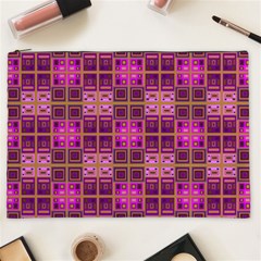 Mod Pink Purple Yellow Square Pattern Cosmetic Bag (xxl)