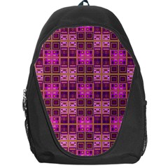 Mod Pink Purple Yellow Square Pattern Backpack Bag