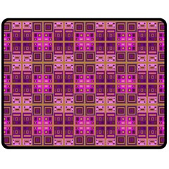 Mod Pink Purple Yellow Square Pattern Double Sided Fleece Blanket (medium)  by BrightVibesDesign