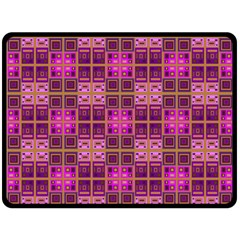 Mod Pink Purple Yellow Square Pattern Double Sided Fleece Blanket (large) 