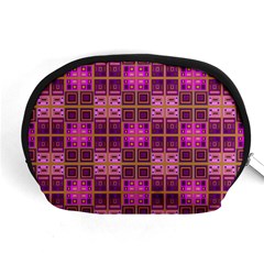 Mod Pink Purple Yellow Square Pattern Accessory Pouch (medium)