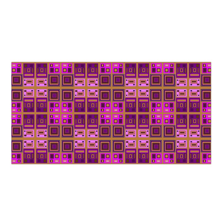 Mod Pink Purple Yellow Square Pattern Satin Shawl