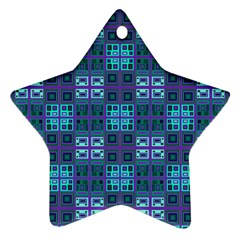 Mod Purple Green Turquoise Square Pattern Ornament (star)