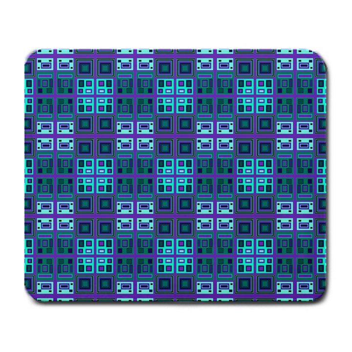 Mod Purple Green Turquoise Square Pattern Large Mousepads