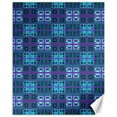 Mod Purple Green Turquoise Square Pattern Canvas 11  X 14 