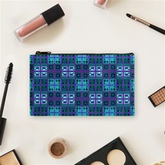 Mod Purple Green Turquoise Square Pattern Cosmetic Bag (small)