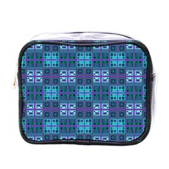 Mod Purple Green Turquoise Square Pattern Mini Toiletries Bag (one Side) by BrightVibesDesign