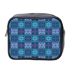 Mod Purple Green Turquoise Square Pattern Mini Toiletries Bag (two Sides)