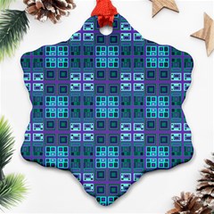 Mod Purple Green Turquoise Square Pattern Ornament (snowflake)