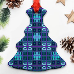 Mod Purple Green Turquoise Square Pattern Ornament (christmas Tree) 