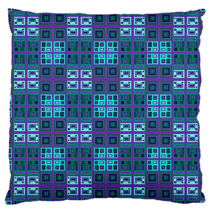 Mod Purple Green Turquoise Square Pattern Large Cushion Case (One Side)