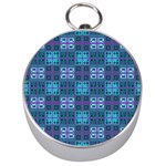 Mod Purple Green Turquoise Square Pattern Silver Compasses Front