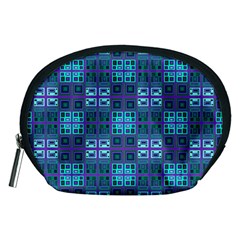 Mod Purple Green Turquoise Square Pattern Accessory Pouch (medium) by BrightVibesDesign