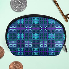 Mod Purple Green Turquoise Square Pattern Accessory Pouch (large) by BrightVibesDesign