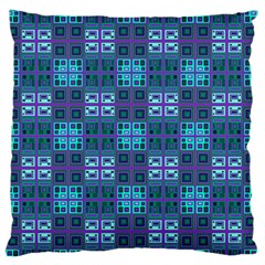 Mod Purple Green Turquoise Square Pattern Large Flano Cushion Case (one Side)